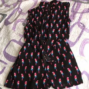 Bird Printed shorts one piece